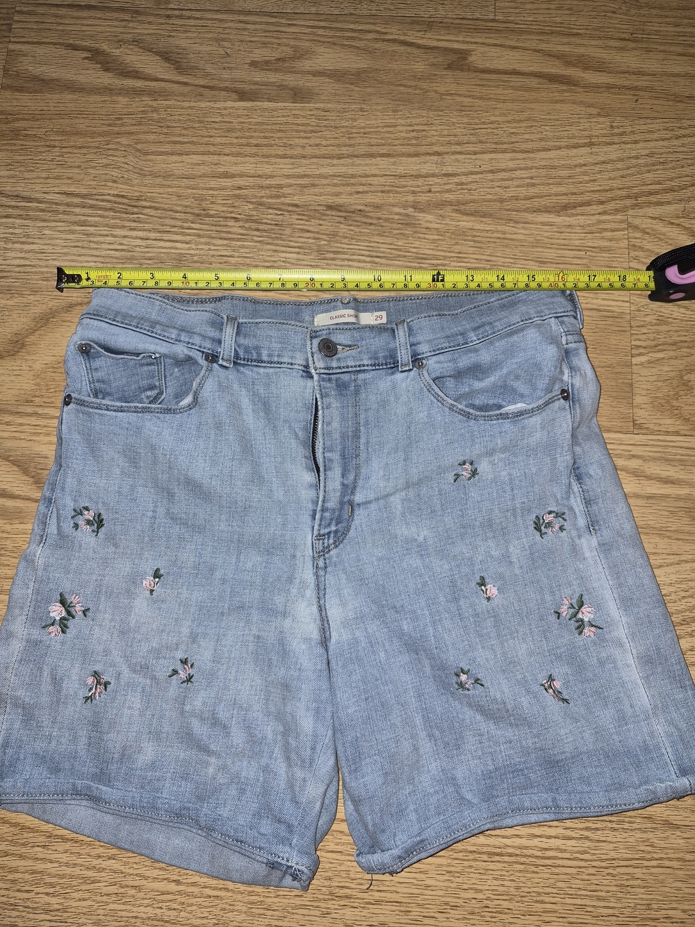 Adorable Floral Embroidered Jean Shorts